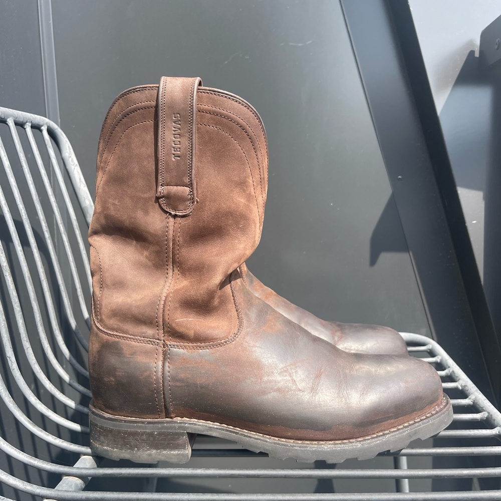Tecovas Stockton Distressed Brown Leather Cowboy Boots
